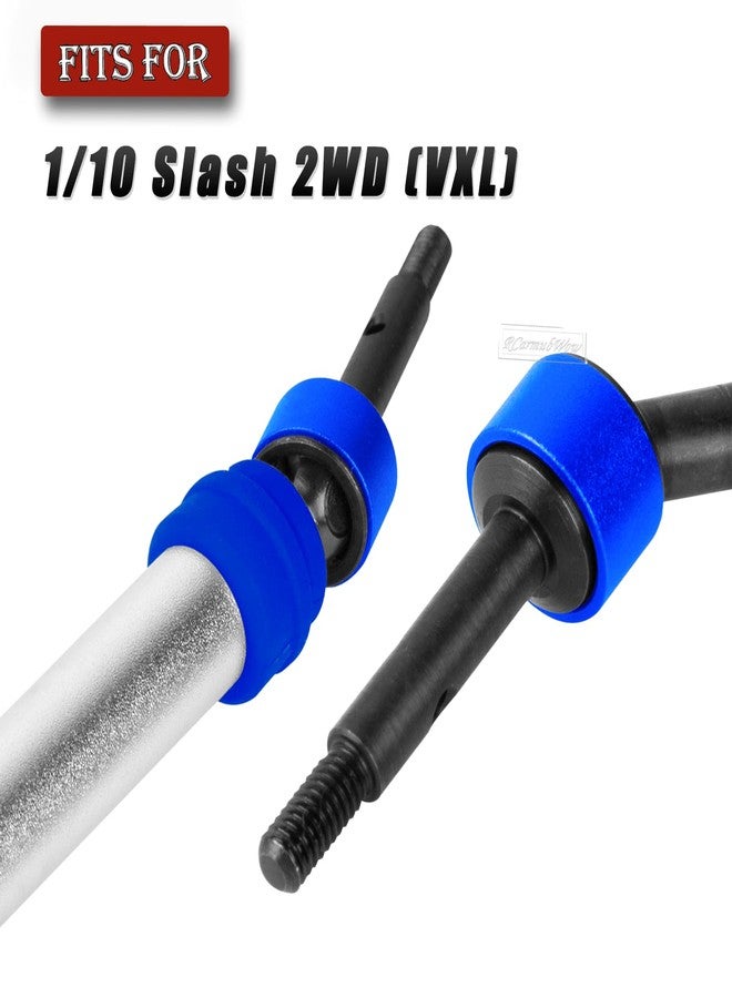 قطع غيار RcarmubWow RC Driveshafts Axle Upgrades لسيارة 1/10 Slash 2WD (VXL)، أعمدة نقل حركة أمامية وخلفية من الفولاذ الصلب CVD، قطعتان، فضي وأزرق داكن - Image 2